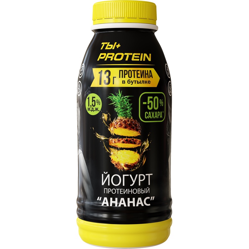 Изображение товара Йогурт питьевой Ростагроэкспорт протеиновый ананас 1.5% 290 г