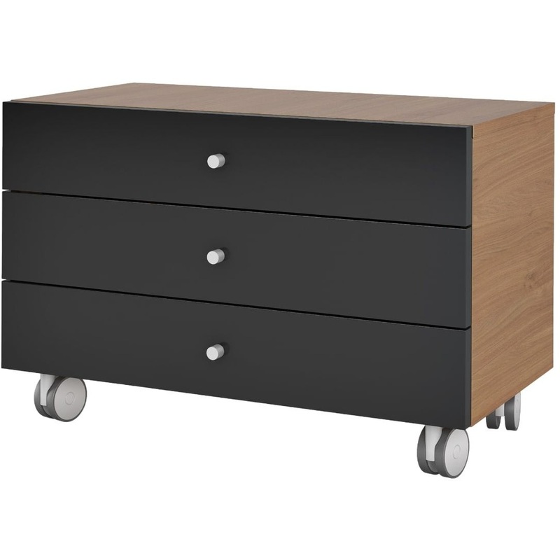 Изображение товара Тумба подкатная KYUM80 с 3 ящиками черный и дуб Кендал, размеры 800х420х500 мм