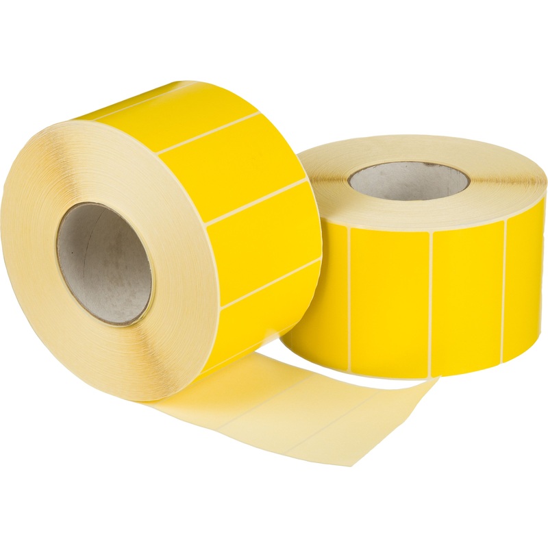 Изображение товара Уцененные термотрансферные этикетки 40х90 мм бумажные жёлтые, 12 рулонов