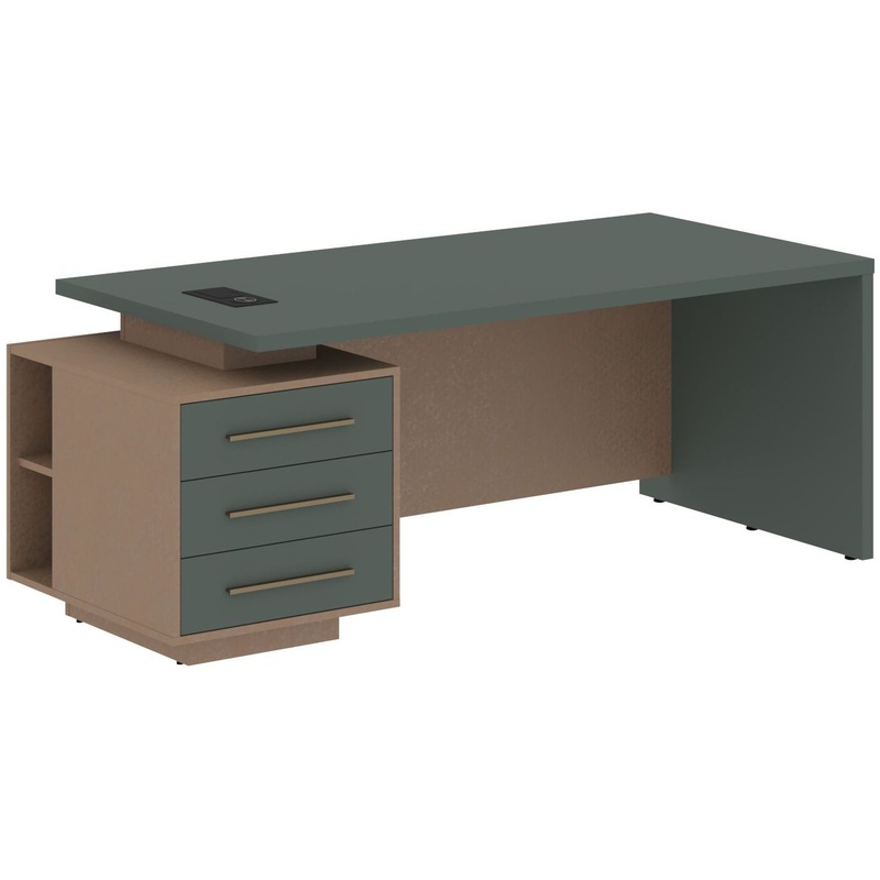 Изображение товара Стол руководителя Velion VCT 2090(L) нефрит кобра 2000х900х750 мм с тумбой