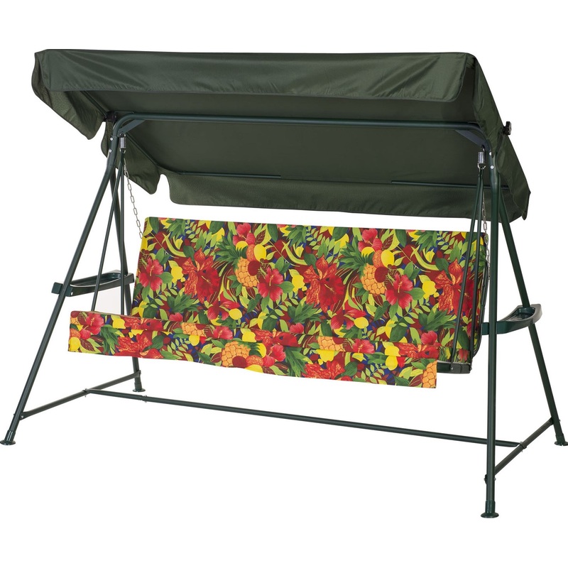 Изображение товара Качели Касабланка зеленый 501 трехместные с тентом и подстаканниками