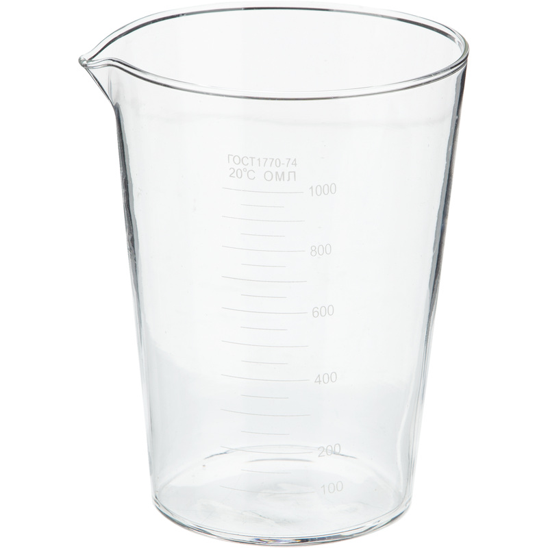Изображение товара Мензурка бесцветная стеклянная 1000 мл