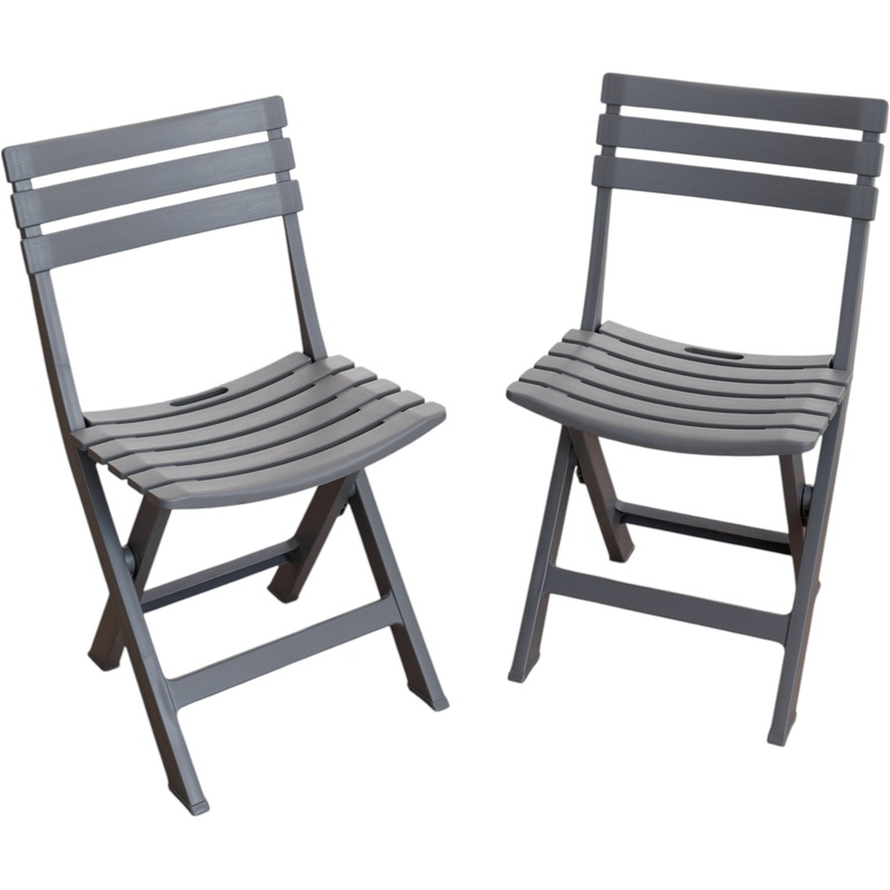 Изображение товара Стул складной Domfy Garden Chair серый 2 шт пластиковый для сада и уличной мебели
