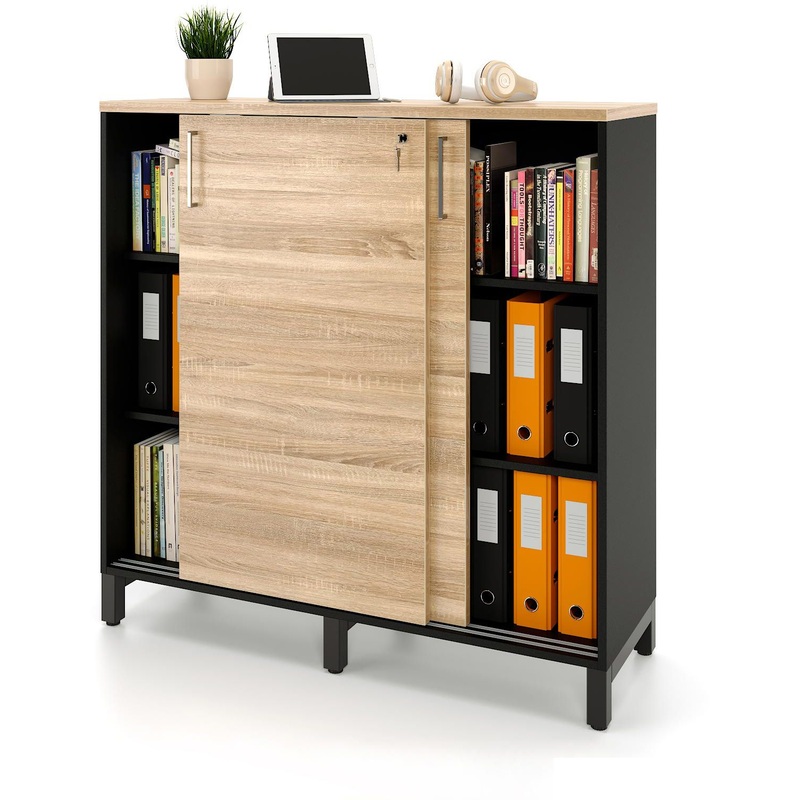 Изображение товара Стеллаж для документов Zamm Формат 11438 дуб бардолино/чёрный 1200х414х1210 мм