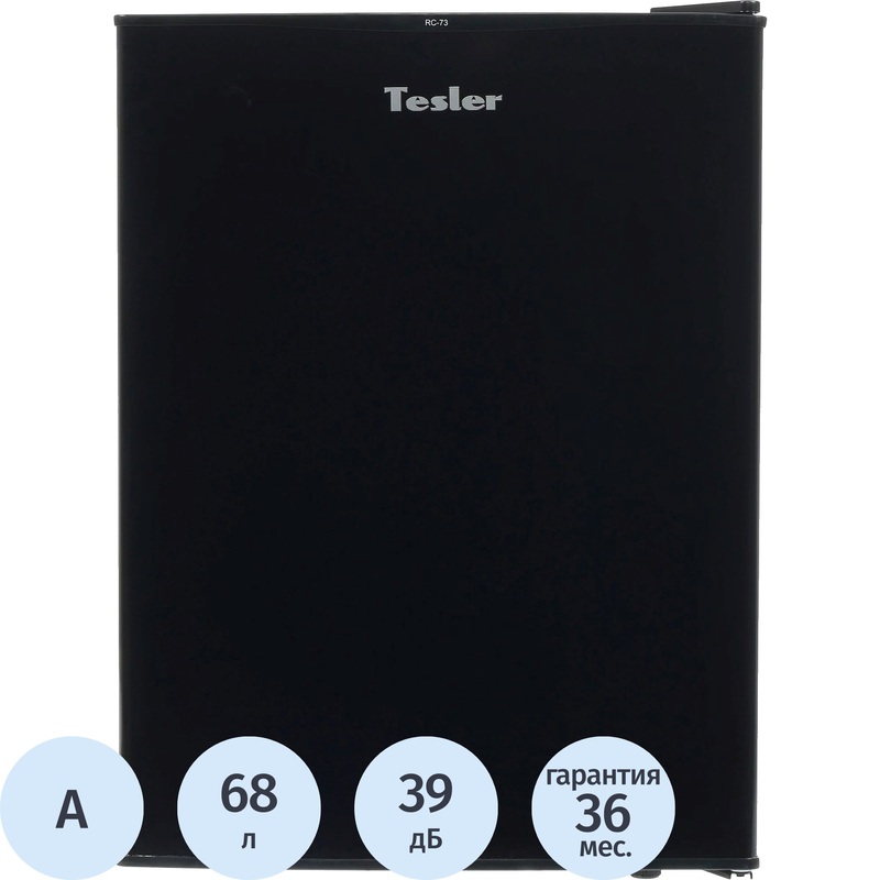 Изображение товара Однокамерный холодильник Tesler RC-73 черный, экономичный и компактный