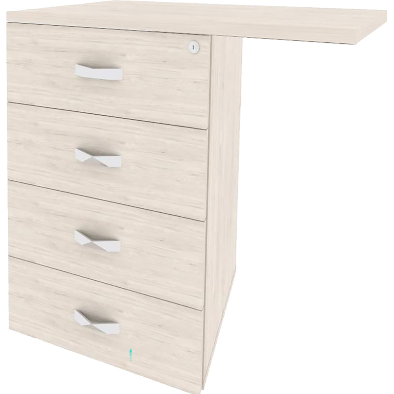 Изображение товара Тумба приставная Onix O.TPU-4 с центральным замком и 4 ящиками