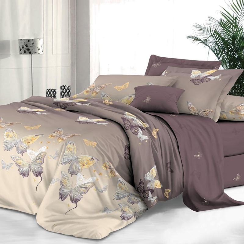 Изображение товара Постельное бельё Эльф Прекрасные бабочки евро сатин 70x70 см Россия