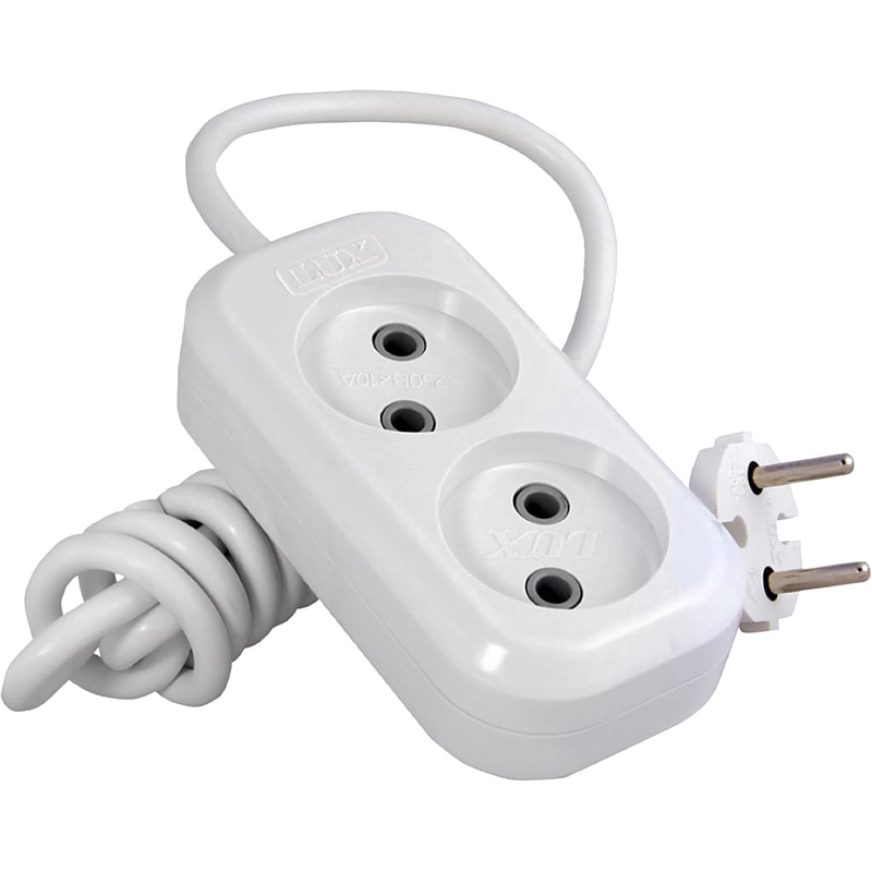 Изображение товара Удлинитель Lux У2-О-02 2 розетки 2 метра белый надежный безопасный