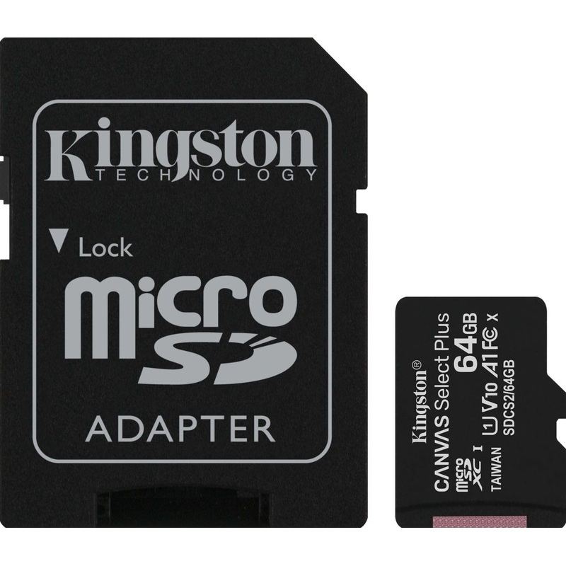 Изображение товара Карта памяти Kingston Canvas Select Plus 64 Гб microSDXC UHS-I U1 A1 с адаптером
