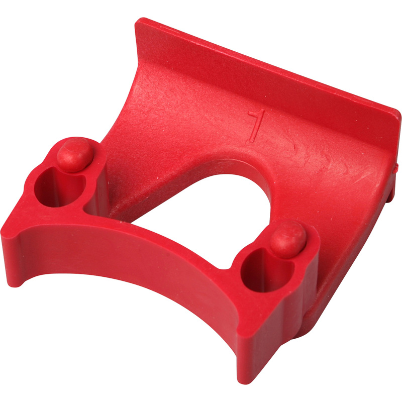 Изображение товара Держатель для инвентаря настенный FBK из полипропилена красный 85 мм