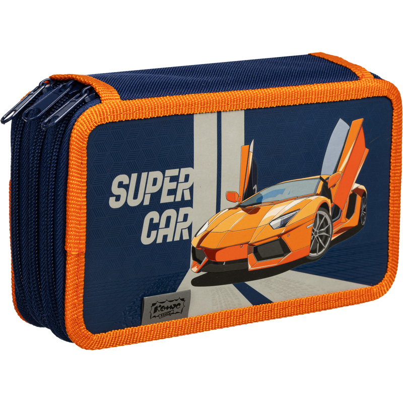 Изображение товара Трехсекционный пенал Комус Класс Super car синий для мальчиков дошкольников