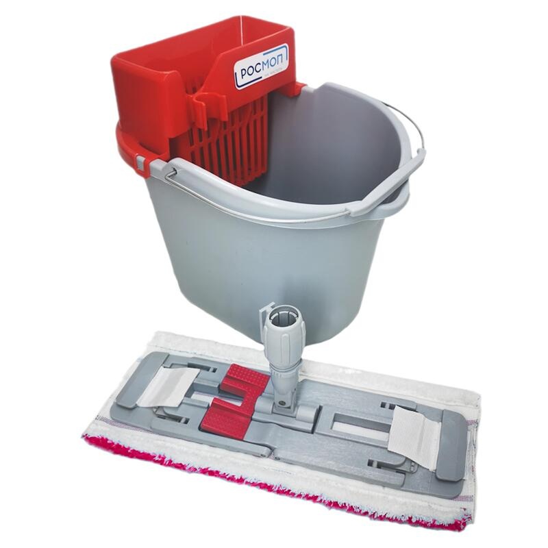 Изображение товара Комплект для уборки Росмоп Мини серый красный ведро с отжимом микрофибра