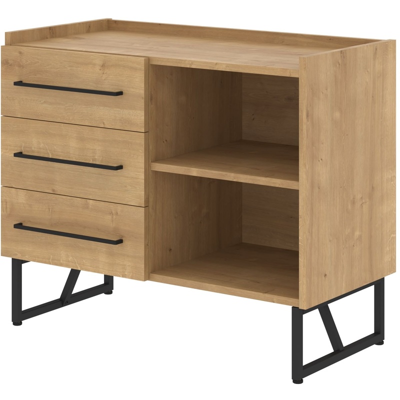 Изображение товара Сервисная тумба Loftis LSC-3D.A с 3 ящиками в цвете дуб бофорд/черный