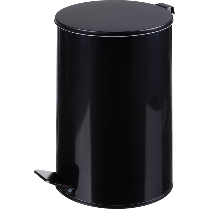 Изображение товара Ведро мусорное 20 л нержавеющая сталь педаль крышка черное