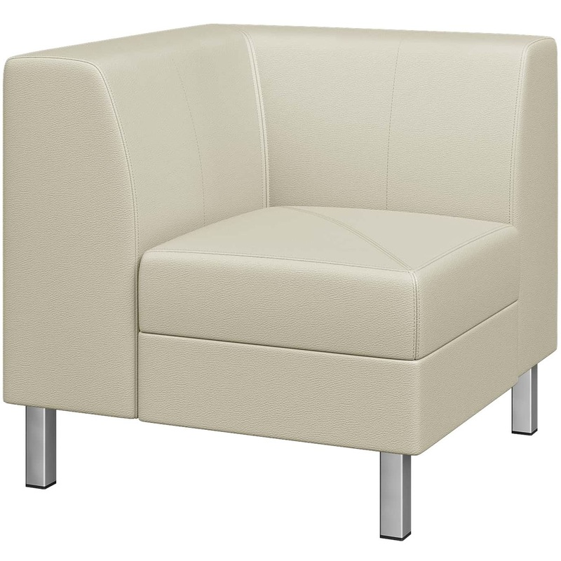 Изображение товара Угловой модуль диван Флагман из искусственной кожи слоновая кость