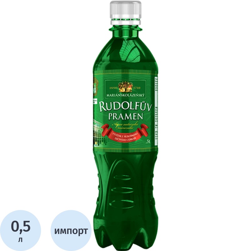 Изображение товара Минеральная вода Rudolfuv Pramen лечебно-столовая газированная 0.5 л Чехия