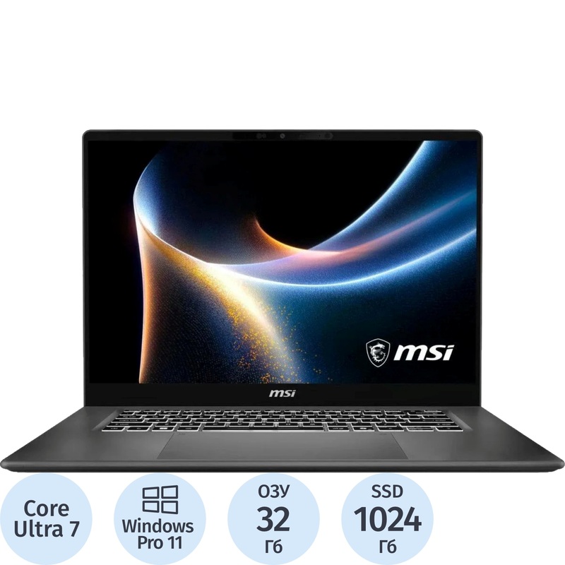Изображение товара Ноутбук MSI Prestige 16 AI+ C3MG-030RU 16" серый Intel Core Ultra 7 355/32 ГБ/SSD 1024 ГБ (9S7-262223-030)