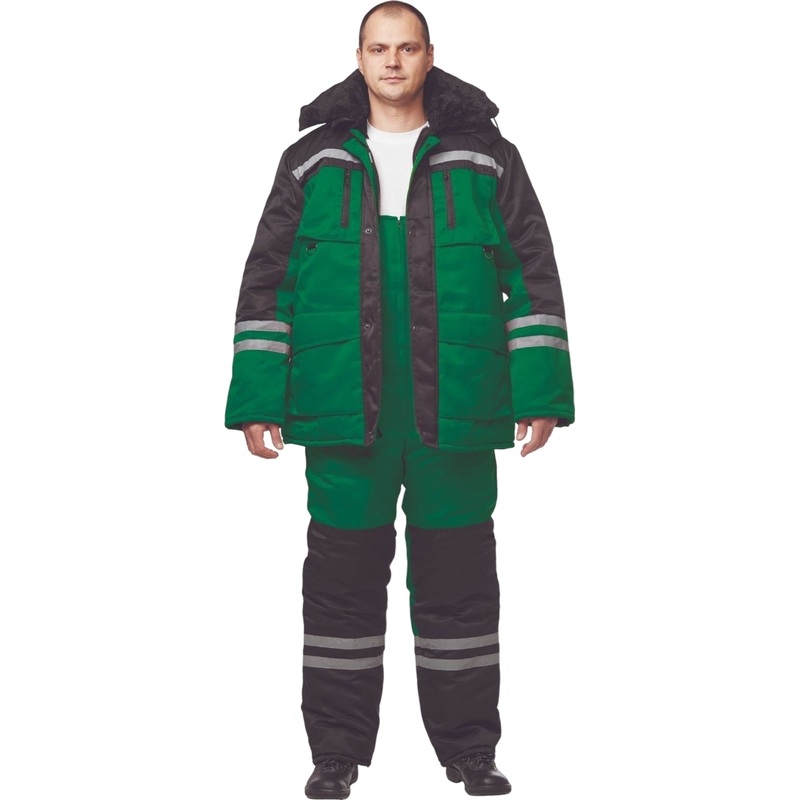 Изображение товара Костюм рабочий зимний мужской з03-КПК зелёный/чёрный 48-50