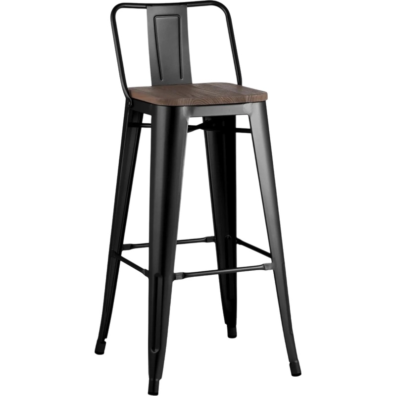 Изображение товара Стул барный Tolix Wood чёрный/глянцевый (дерево, металл, 6 штук в упаковке)