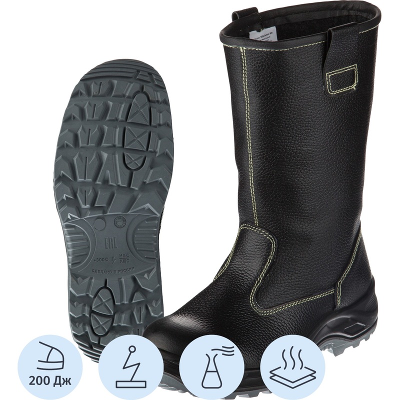 Изображение товара Сапоги сварщика Профи 60В МП ПУ-нитрил из натуральной кожи с металлическим подноском черные (размер 40)