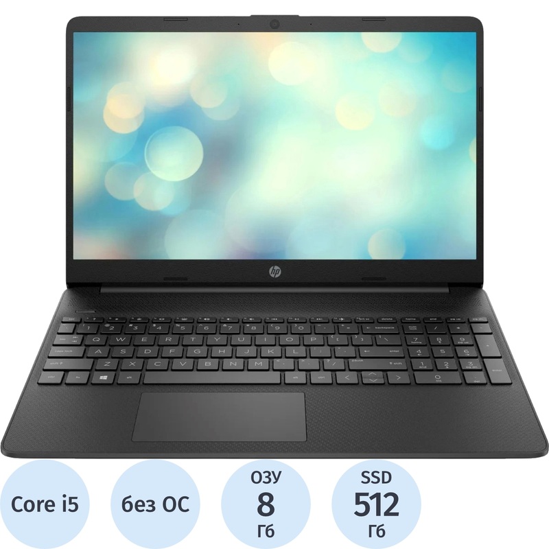 Изображение товара Ноутбук HP 15s-fq5025ny 15.6" Black Intel Core i5 1235U/8 ГБ/SSD 512 ГБ (737U0EA)
