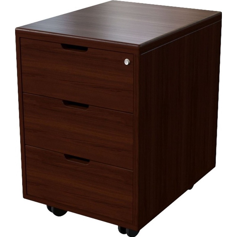 Изображение товара Тумба подкатная Kingston с центральным замком орех тёмный 420х540х610 мм 3 ящика