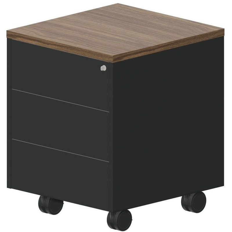 Изображение товара Тумба подкатная Faber с центральным замком 3 ящика орех/антрацит