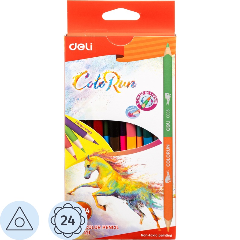 Изображение товара Цветные карандаши Deli ColoRun 12 шт 24 цвета трёхгранные для творчества