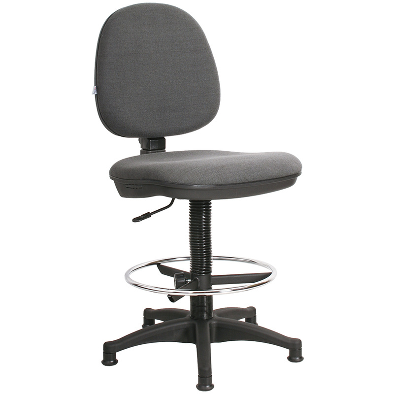 Изображение товара Кресло кассира Metro с опорой для ног высокая база серое (ткань/пластик)