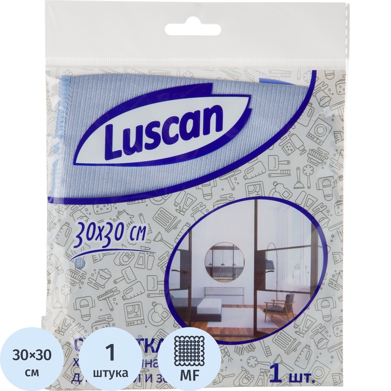 Изображение товара Салфетка хозяйственная Luscan микрофибра 30x30 см 230 г/кв.м синяя