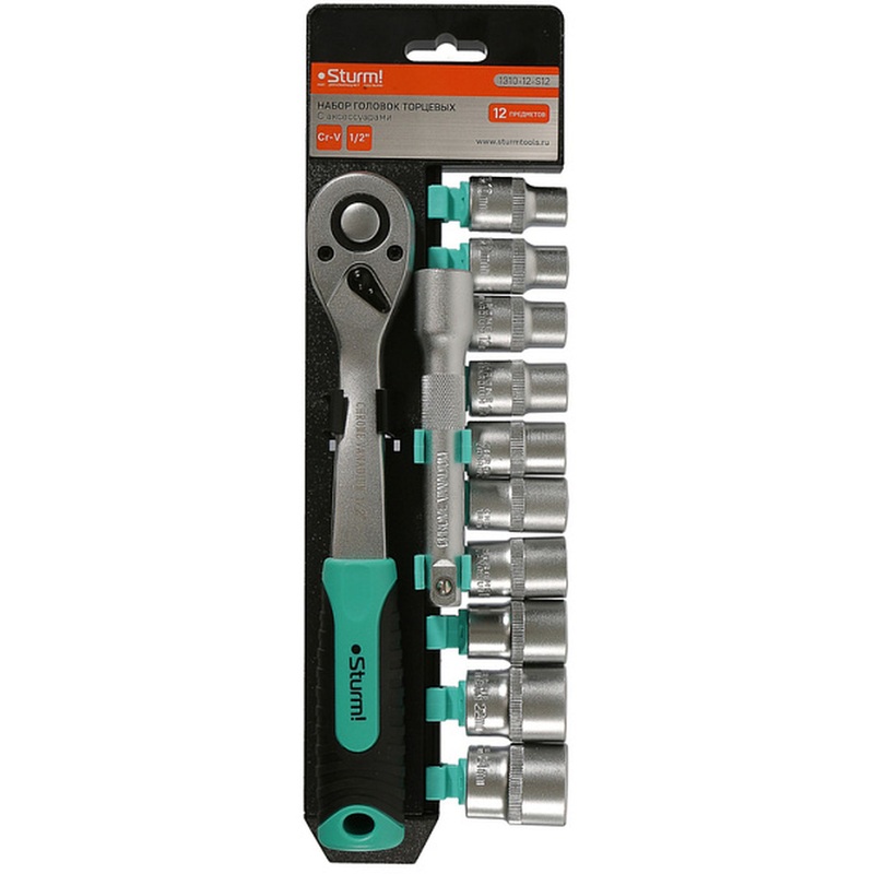 Изображение товара Набор головок с трещоткой Sturm 10-24 мм 1/2 12 предметов профессиональный