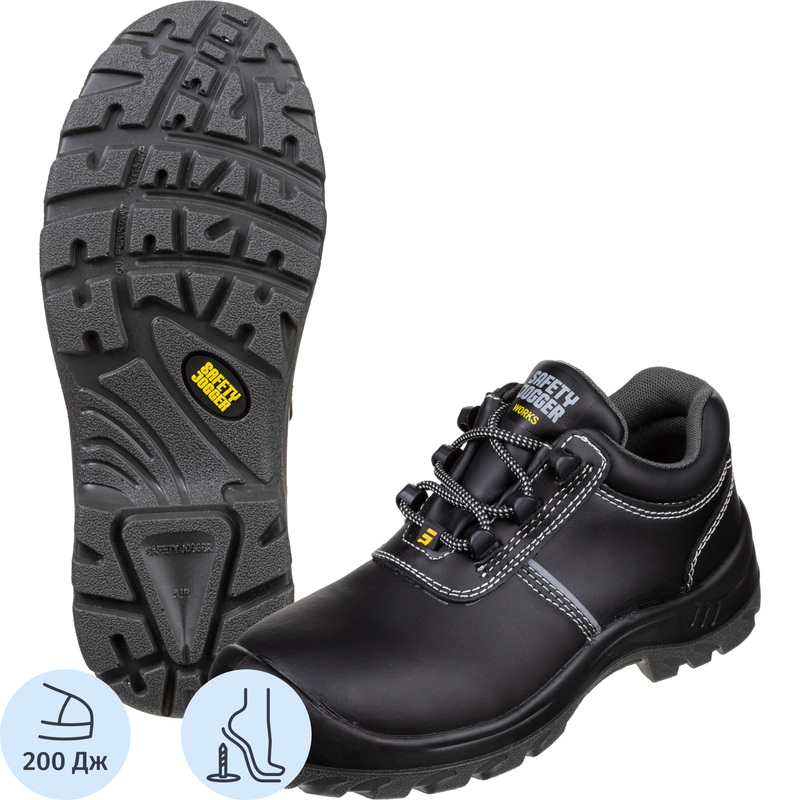 Изображение товара Полуботинки рабочие летние Safety Jogger Aura ПУ-ПУ из натуральной кожи с композитным подноском чёрные размер 38