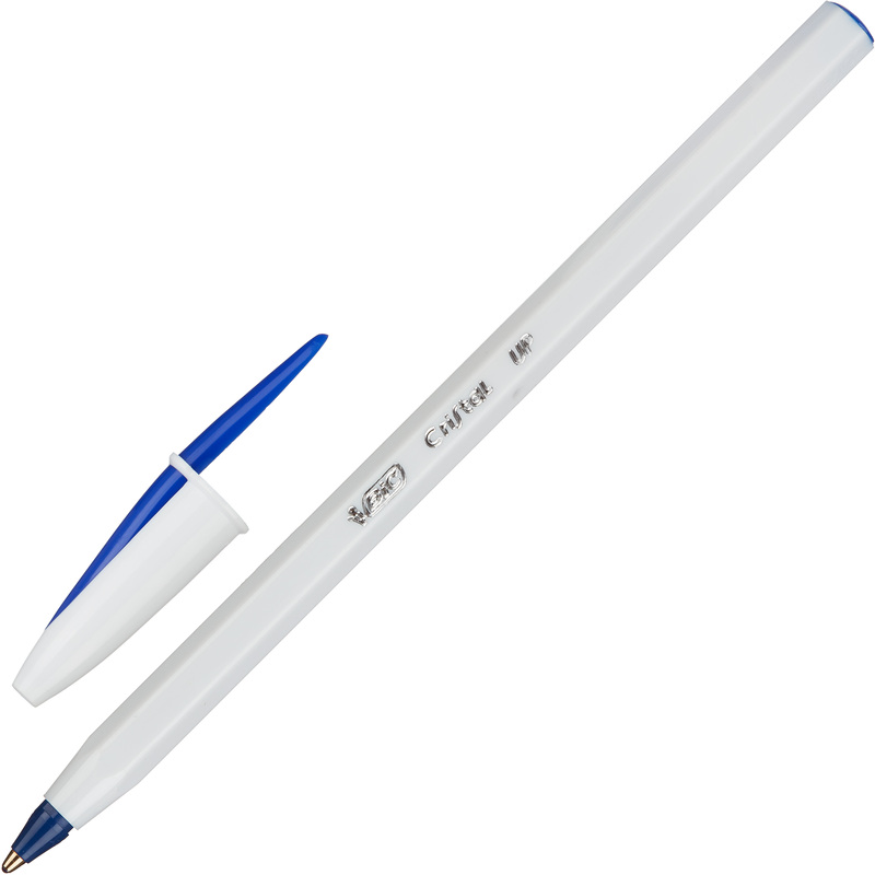 Изображение товара Ручка шариковая неавтоматическая Bic Cristal синяя (толщина линии 0.32 мм, корпус белый)