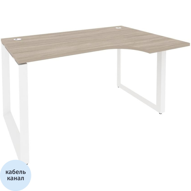 Изображение товара Эргономичный стол ONIX-О правый из ЛДСП и металла, дуб аттик/белый, 1380х980х750 мм