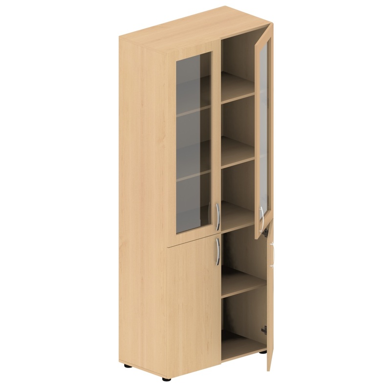 Изображение товара Шкаф МЕТ широкий с остекленением клен 800х420х1950 мм