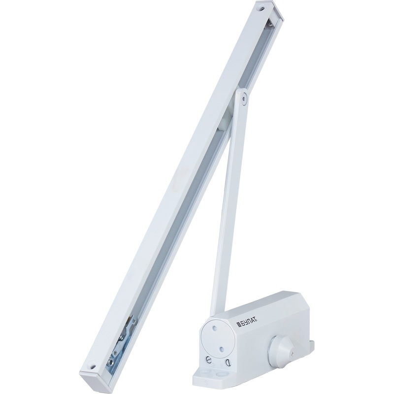 Изображение товара Доводчик дверной Булат 15373 до 90 кг белый - регулируемый механизм для безопасности дверей