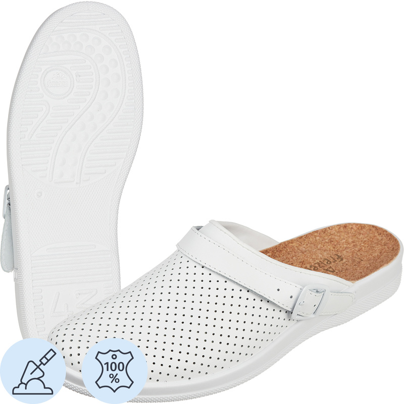 Изображение товара Мужские сабо Ионел из натуральной кожи и ПВХ, размер 42, белые