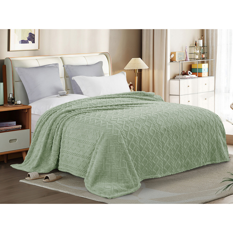 Изображение товара Плед Cleo Gammi микрофибра 180x200 см зелёный износостойкий гипоаллергенный укутанный комфорт