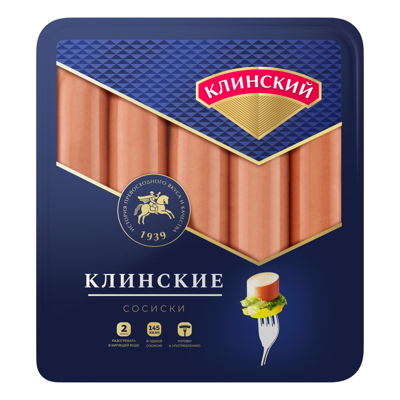 Изображение товара Клинский вареные сосиски 460 г натуральные специи свежесть качество