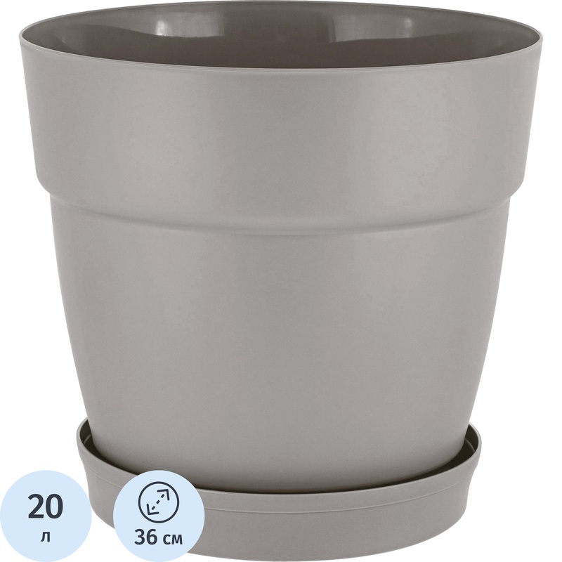 Изображение товара Горшок для цветов 20 л с поддоном и колесиками InGreen Villa de Fiori коричневый