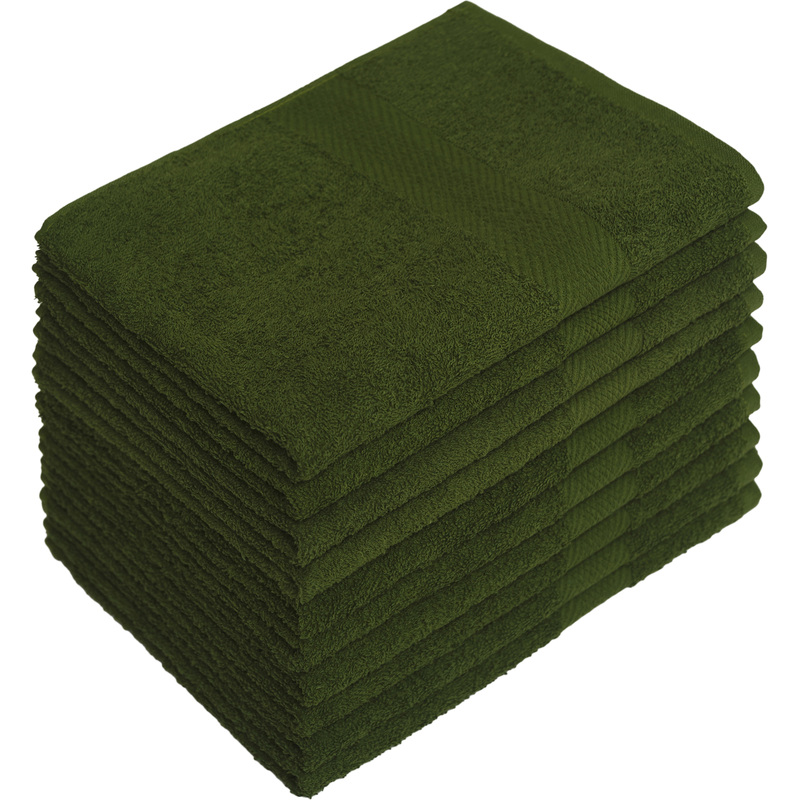 Изображение товара Набор махровых полотенец 10 штук 40x70 см оливковые 440 г/м² домашний уход