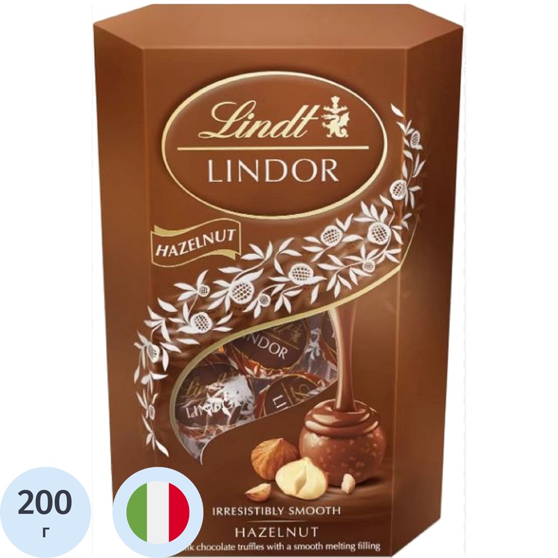 Изображение товара Конфеты Lindor пралине и фундук 200 г мягкий шоколад с орехами