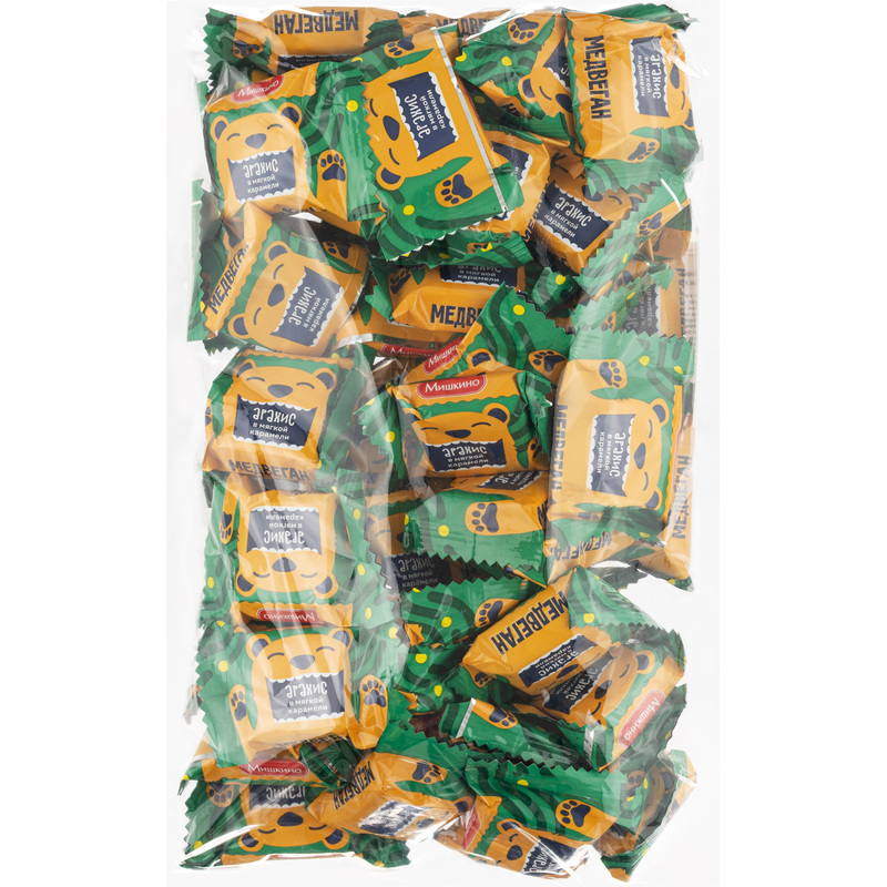 Изображение товара Конфеты глазированные Медвеган с арахисом 1 кг молочные карамель шоколад