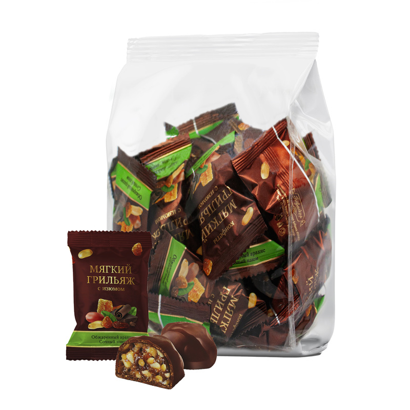 Изображение товара Шоколадные конфеты с изюмом и арахисом Мягкий грильяж 500 г
