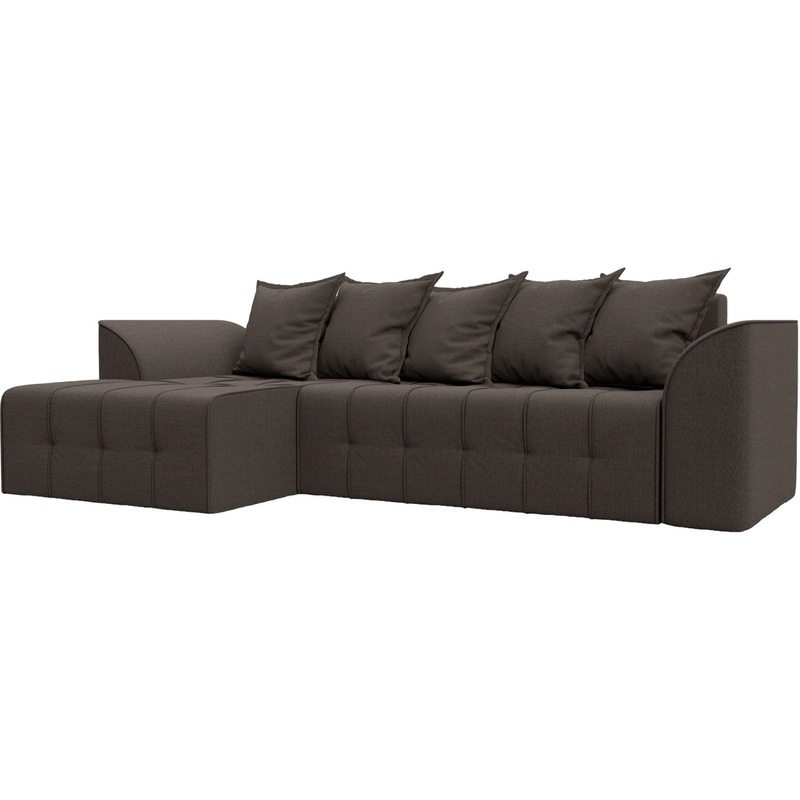 Изображение товара Диван угловой Комфорт Лига-113 левый коричневый (рогожка)