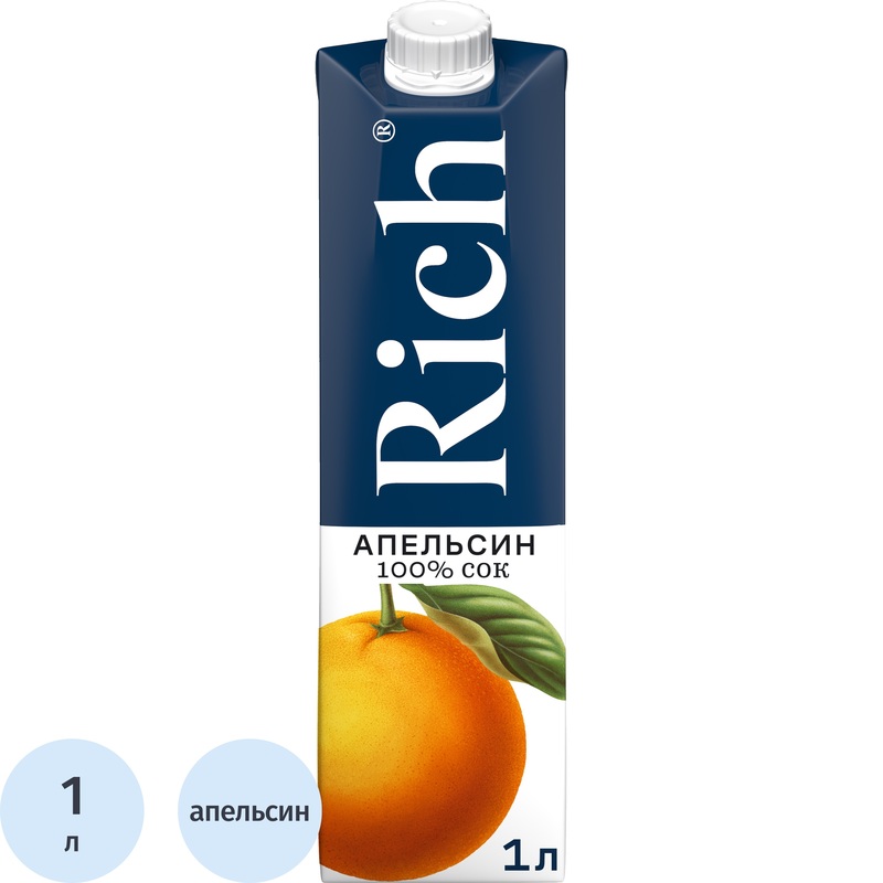 Изображение товара Нектар Rich апельсиновый с мякотью 1 л