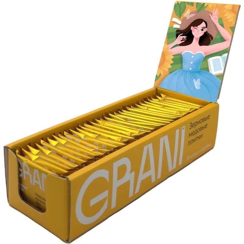Изображение товара Зерновые плитки медовые GRANI 7 г (30 штук в упаковке)
