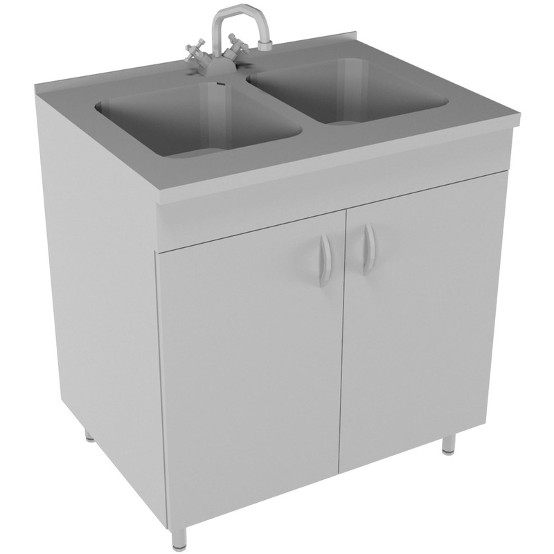 Изображение товара Стол лабораторный с мойкой НВ-800 МД-Б (серый, 800х600х850 мм)