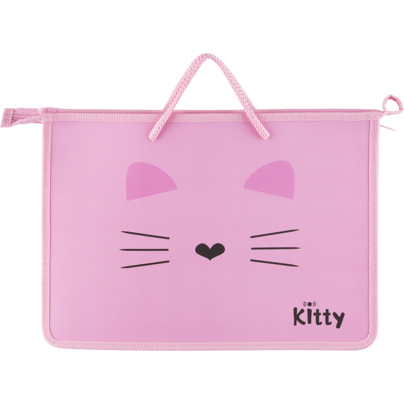 Изображение товара Папка для тетрадей Комус Класс Kitty А4 полиэстер розовая замок молния