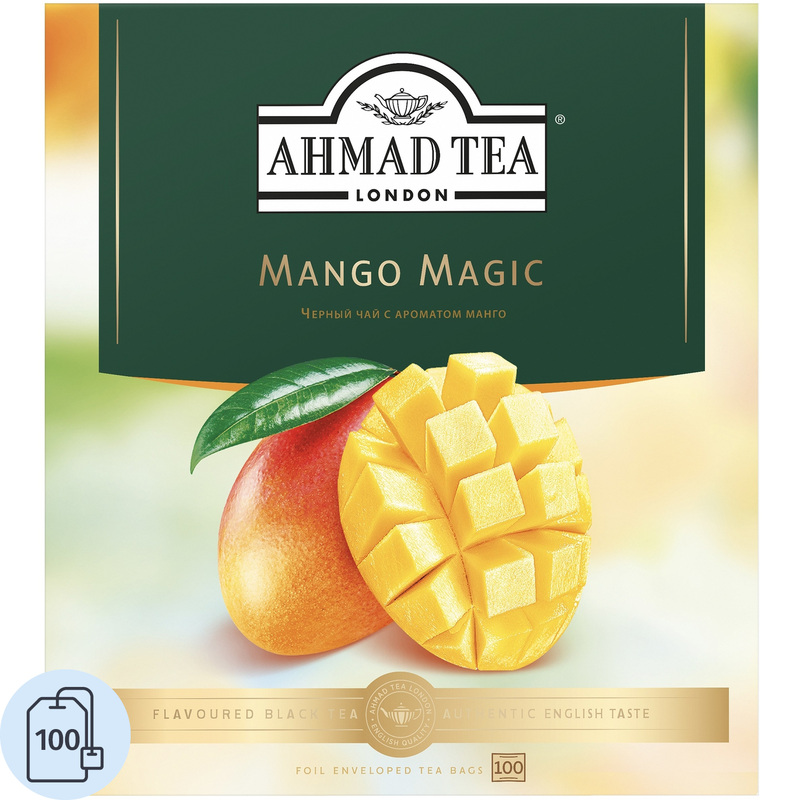 Изображение товара Чай черный Ahmad Tea Mango Magic с кусочками манго 100 пакетиков, Россия